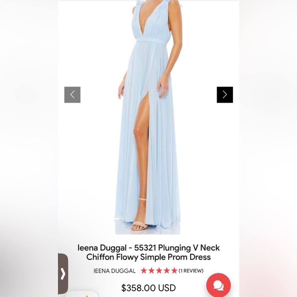 Ieena Duggal - 55321 Plunging V Neck Chiffon Flowy Simple Prom Dress.